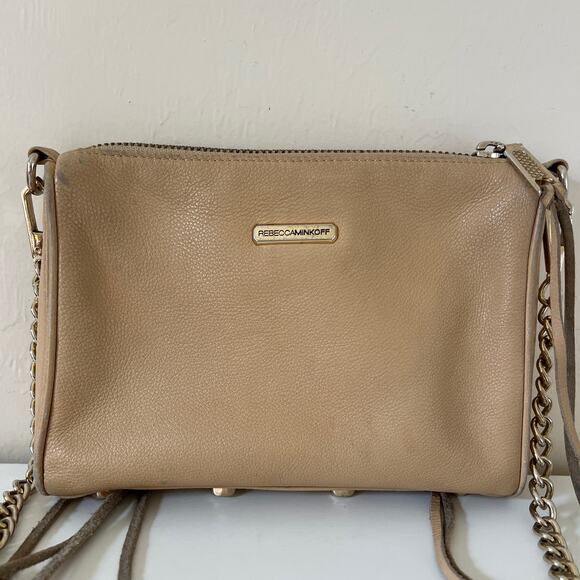 Rebecca Minkoff Tan / Beige Mini 5 Zip Rocker Crossbody Leather Handbag - Picture 2 of 12